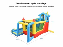 DripeX Castillo Hinchable * Castillo inflable para niños de 3 a 10 años, con soplador - carga máxima de 135 kg - 364x315x239cm Azul