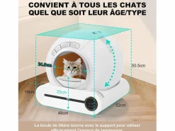 Cat Hoilet House, Bandeja de arena, limpia automáticamente, olor eliminado, con sensor infrarrojo y aplicación, 48x52x50.5cm < DripeX Clearance