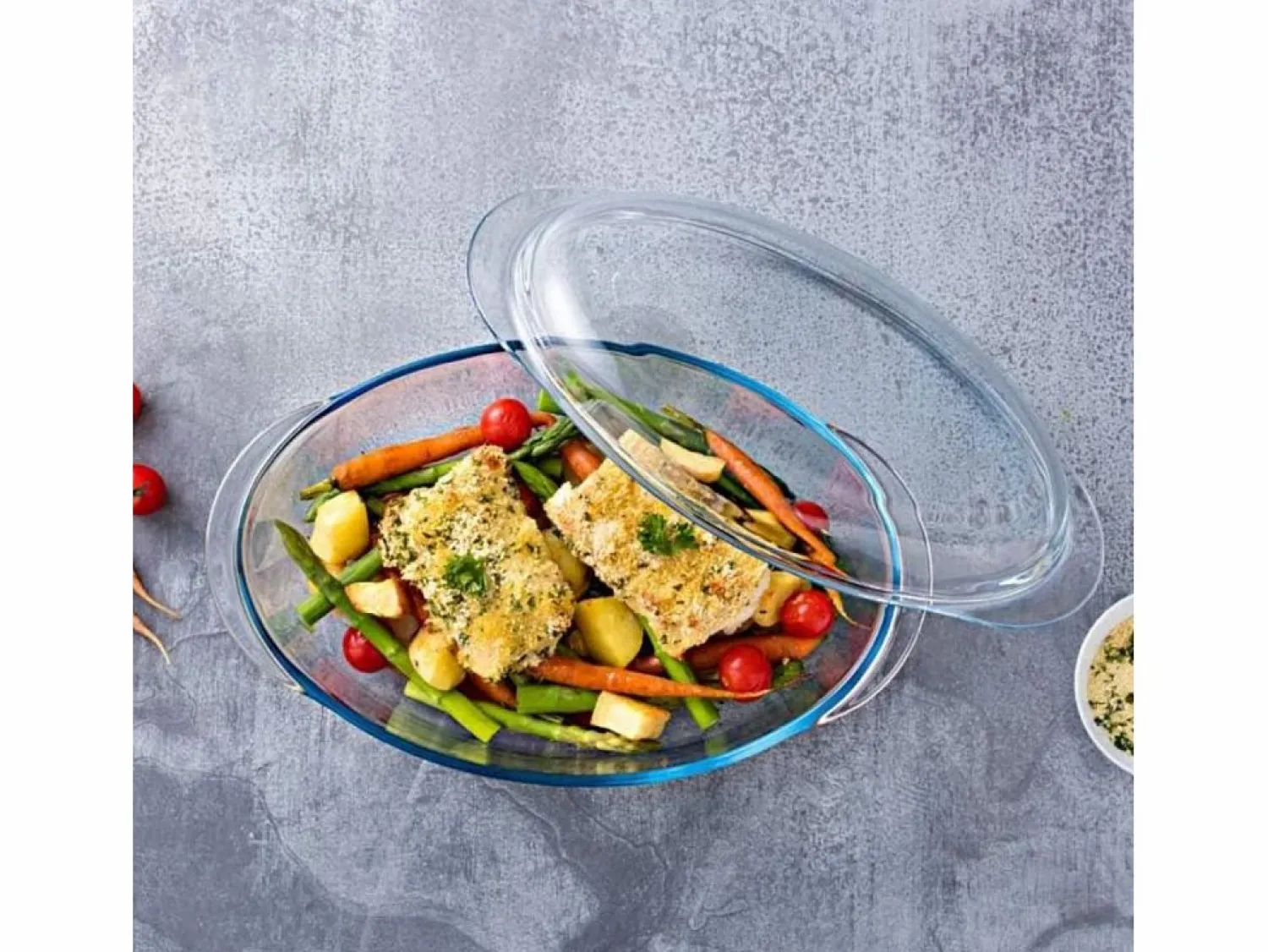 Cazuela Classis Vidrio 4,1L ovalada con tapa 10x20x33 cm < Pyrex