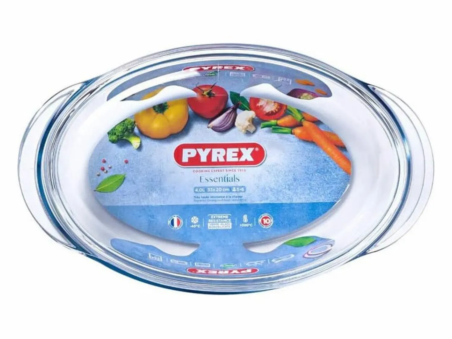 Cazuela Classis Vidrio 4,1L ovalada con tapa 10x20x33 cm < Pyrex