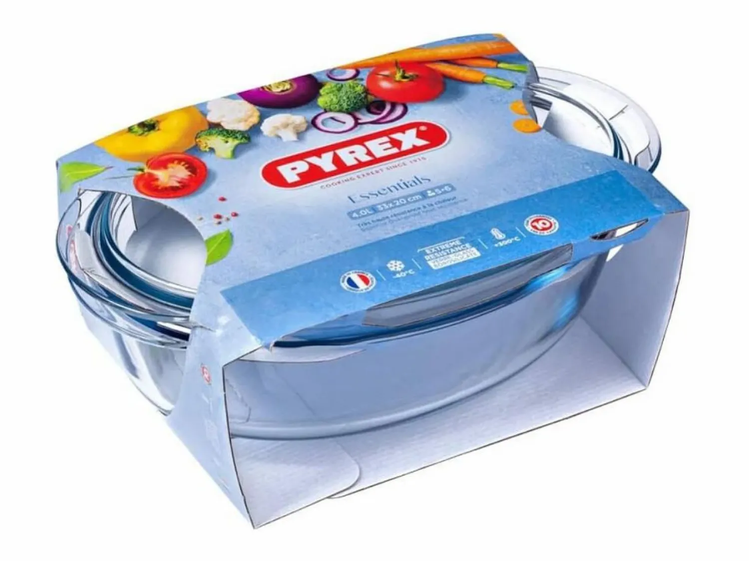 Cazuela Classis Vidrio 4,1L ovalada con tapa 10x20x33 cm < Pyrex