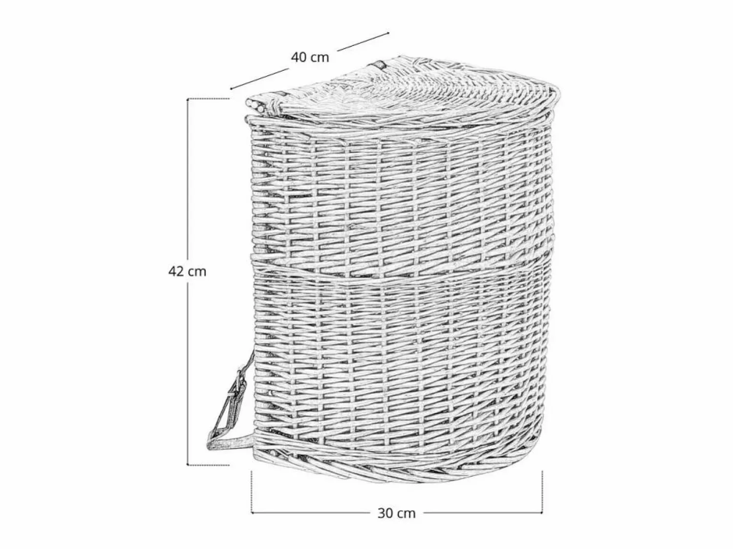 Accesorios De Almacenaje|Cesta * Cesta de mimbre con tapa y bandolera – 41 cm x 30 cm x h 42 cm Color natural claro
