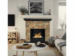 Chimenea de bioetanol Belluno, biochimenea de pie, efecto piedra artificial, L105xP38xH100 < New