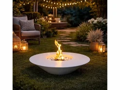 Chimenea|Chimenea | Chimenea de bioetanol para jardín exterior redonda blanca SANTORINI D.60