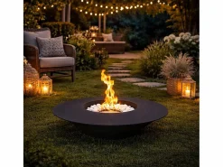 Chimenea|Chimenea | Chimenea de bioetanol para jardín exterior redonda negra SANTORINI D.60