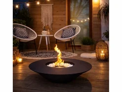 Chimenea|Chimenea | Chimenea de bioetanol para jardín exterior redonda negra SANTORINI D.60