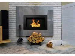 Chimenea|Chimenea | Chimenea de bioetanol Pisa Black para pared o empotrada, L 65 x P 12 x H 40