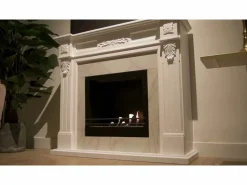Chimenea|Chimenea | Chimenea de bioetanol TRUMAN, biochimenea de pie, blanca, efecto mármol, L121 x P38 x H108