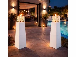 Chimenea|Chimenea | Chimenea de jardín de bioetanol para exterior Vulcano White 40x40x145