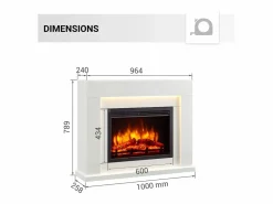 Chimenea eléctrica BALDERIA Elektra ñEfecto llama 3D, iluminación LED, potencia calorífica 1ñ2 kW, mando a distancia - < Clearance