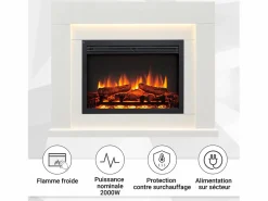 Chimenea eléctrica BALDERIA Elektra ñEfecto llama 3D, iluminación LED, potencia calorífica 1ñ2 kW, mando a distancia - < Clearance