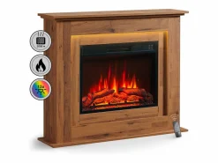 Chimenea eléctrica BALDERIA Finn - Chimenea de pie, calefacción 2000 W - Roble oscuro < New