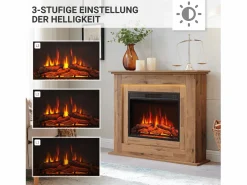 Chimenea eléctrica BALDERIA Finn - Chimenea de pie, calefacción 2000 W - Roble oscuro < New