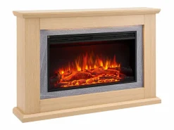 Chimenea eléctrica BALDERIA Xenia - Chimenea de pie con calefacción - Roble claro <