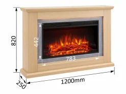 Chimenea eléctrica BALDERIA Xenia - Chimenea de pie con calefacción - Roble claro <