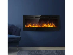 Chimenea eléctrica CHICAGO, chimenea de pared empotrada, L101.6 x D14 x H54.6 < Discount