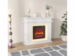 Chimenea eléctrica - Chimenea LED, con calefacción - Efecto de llama 3D - Temporizador, iluminación ambiental LED de 20 colores y control remoto - < New