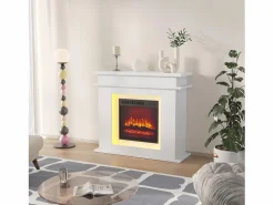 Chimenea eléctrica - Chimenea LED, con calefacción - Efecto de llama 3D - Temporizador, iluminación ambiental LED de 20 colores y control remoto - < New