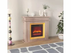 Chimenea eléctrica - Chimenea LED, con calefacción - Efecto de llama 3D - Temporizador, iluminación ambiental LED de 20 colores y control remoto - Color roble < Outlet