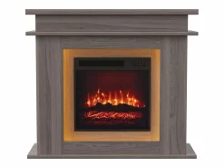 Chimenea eléctrica - Chimenea LED, con calefacción - Efecto de llama 3D - Temporizador, iluminación ambiental LED de 20 colores y control remoto - Color roble < Outlet