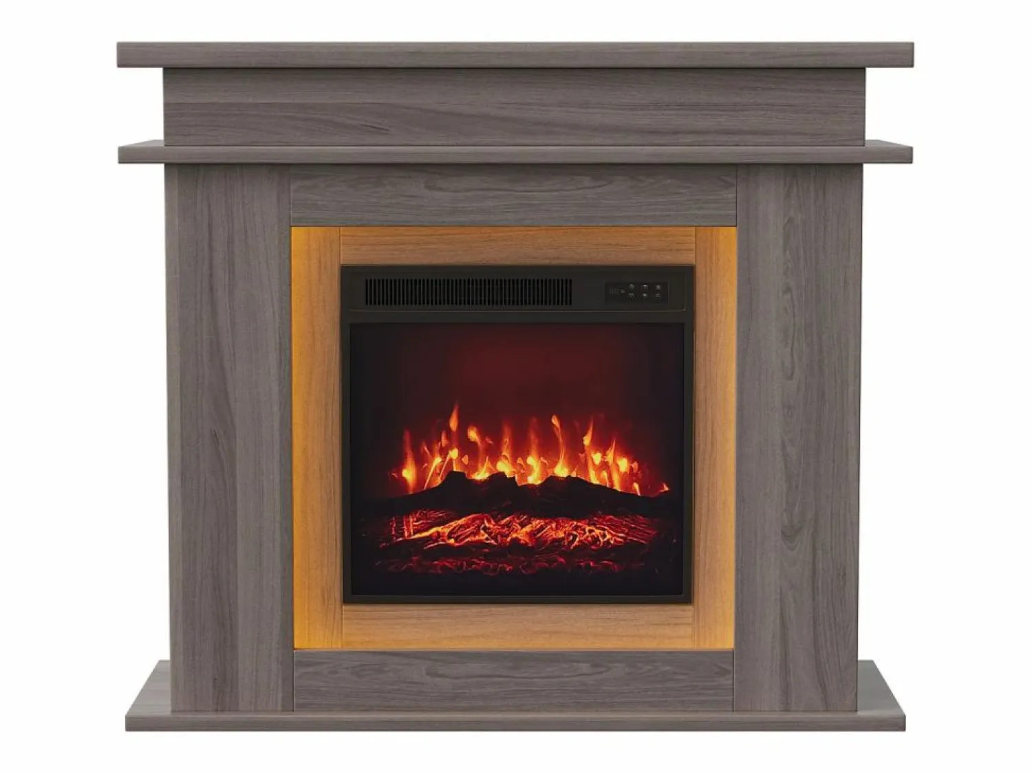 Chimenea eléctrica - Chimenea LED, con calefacción - Efecto de llama 3D - Temporizador, iluminación ambiental LED de 20 colores y control remoto - Color roble < Outlet