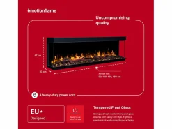 Chimenea eléctrica de 3 caras SOLIS 180 - fuego premium, empotrada - 180x30x46 cm - LED decorativa con calefacción 750/1500 W < Sale
