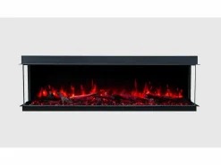 Chimenea eléctrica de 3 caras SOLIS 90 - fuego premium, empotrada - 90x30x46 cm - LED decorativa con calefacción 750/1500 W < Clearance