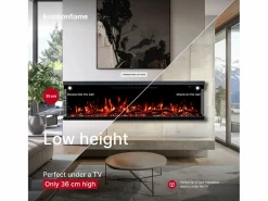 Chimenea|Chimenea | Chimenea eléctrica de 3 caras UNITY 183 - fuego premium, de pared o empotrada - 183x19x36 cm - LED decorativa con calefacción 900/1800W