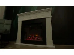 Chimenea eléctrica de pie BIDEN de madera blanca L179 x P48 x H85 < Clearance