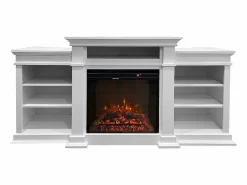 Chimenea|Chimenea | Chimenea eléctrica de suelo BIDEN de madera blanca L179 x P48 x H85