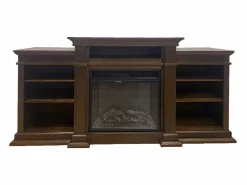 Chimenea eléctrica de suelo BIDEN en madera de nogal L179 x P48 x H85 < Sale