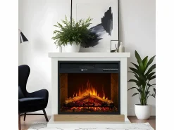 Chimenea|Chimenea * Chimenea eléctrica Stockholm, chimenea de pie, madera blanca, L75xD28xH70 cm Blanco