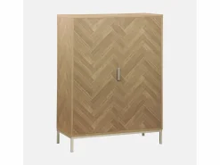 Cómoda con efecto madera y espiga de 2 puertas, 80cm natural < Sweeek