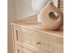 Cómoda de 6 cajones con efecto madera y caña natural < Sweeek Discount