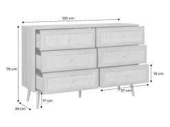 Cómoda de 6 cajones con efecto madera y caña natural < Sweeek Discount