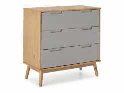 Cómoda de Noche Bruce 3 cajones, Madera Maciza, 80 cm (Ancho) 40 cm (Profundo) 83 cm (Alt.) < VS Venta-stock Outlet