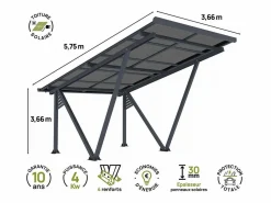 Cochera solar con paneles fotovoltaicos - 366 x 575 x 366 cm - - 4,1 kW < Habitat et jardin Best