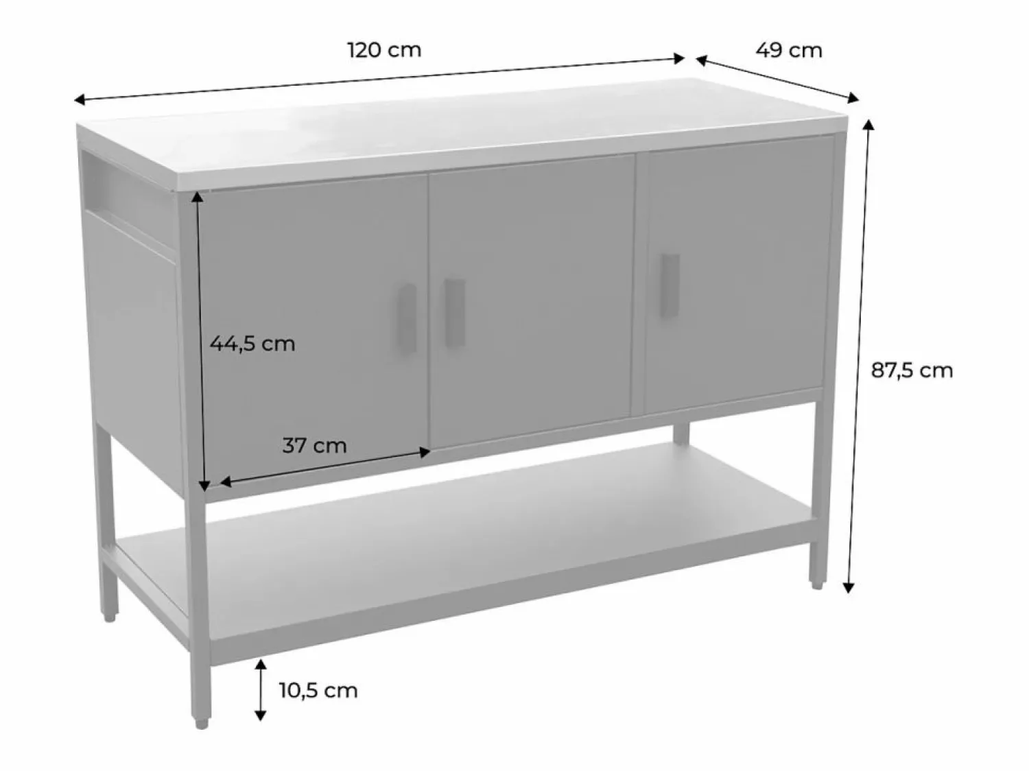 Cocina exterior de acero 3 puertas y 1 estante, 120cm < Sweeek Hot