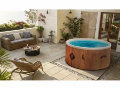 Spa Hinchable * Coco Spa Tahiti Spa Hinchable - 150 cm de diámetro - 800 litros - Motor de 2240 W - Para 2 a 4 personas Marru00f3n