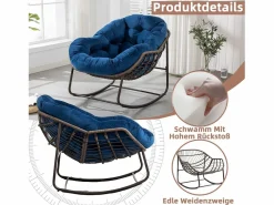 Cocon - Mecedora de ratán - Estructura de acero con cojín suave - Para uso en interiores y exteriores < New