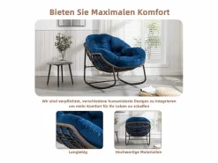 Cocon - Mecedora de ratán - Estructura de acero con cojín suave - Para uso en interiores y exteriores < New