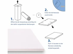 Colchón H3 confortable, soporte medio, certificado Eco-Tex, lavable, alto 5 cm, tamaño 180x200 cm, espuma naranja, colchón blanco. < Hot
