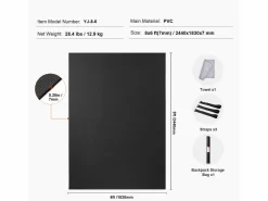Esterillas De Yoga * Colchoneta de Yoga SucceBuy, Colchoneta de Ejercicio, 2,4 x 1,8 m, Colchoneta de Yoga Antideslizante, PVC, para Pilates y Entrenamiento en el Suelo Negro
