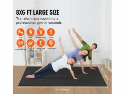Esterillas De Yoga * Colchoneta de Yoga SucceBuy, Colchoneta de Ejercicio, 2,4 x 1,8 m, Colchoneta de Yoga Antideslizante, PVC, para Pilates y Entrenamiento en el Suelo Negro