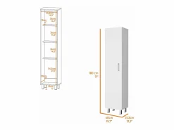 TuHome Columna De Baño | Columna de baño Vintro en melamina con 4 estantes y 1 puerta , , 180 cm X 40 cm X 31.3 cm