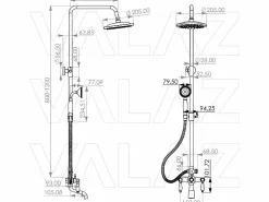 Valaz Columna De Ducha * Columna de ducha para bañera retro FLORINA envejecido Dorado