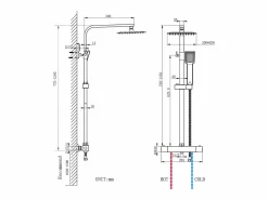 Aica Columna De Ducha | Columna de Ducha Termostática - Mate, Alcachofa Cuadrada+Raciador Superior Grande 20cmx20cm