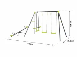 Columpio de metal "Basile" - 4 aparatos - Verde < Habitat et jardin Hot