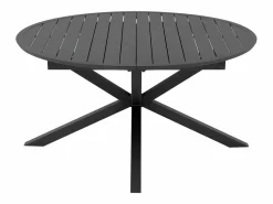Comedor de jardín de aluminio: mesa redonda extensible L.150/200 cm y 6 sillones apilables - Antracita - YOHA de < MYLIA New