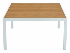 Comedor de jardín de aluminio polywood de 140 cm + 4 sillas naturales claras MACILA < MYLIA Discount